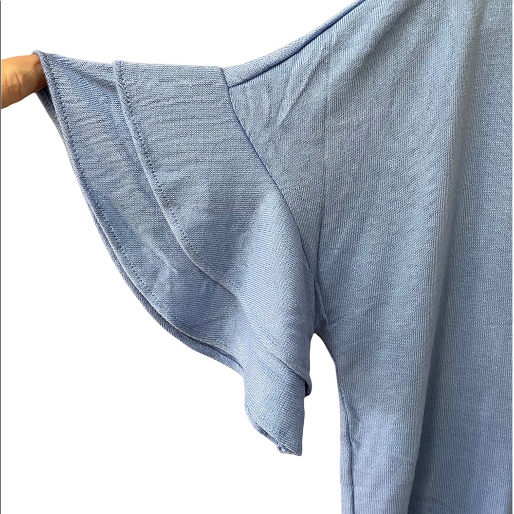 NWT Light Blue Flutter Short Sleeve Top by Style & Co. - Picture 3 of 5